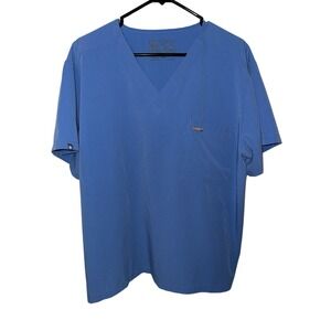 FIGS Technical Collection Scrub Top Mens XL‎ Light Blue Short Sleeve V-Neck